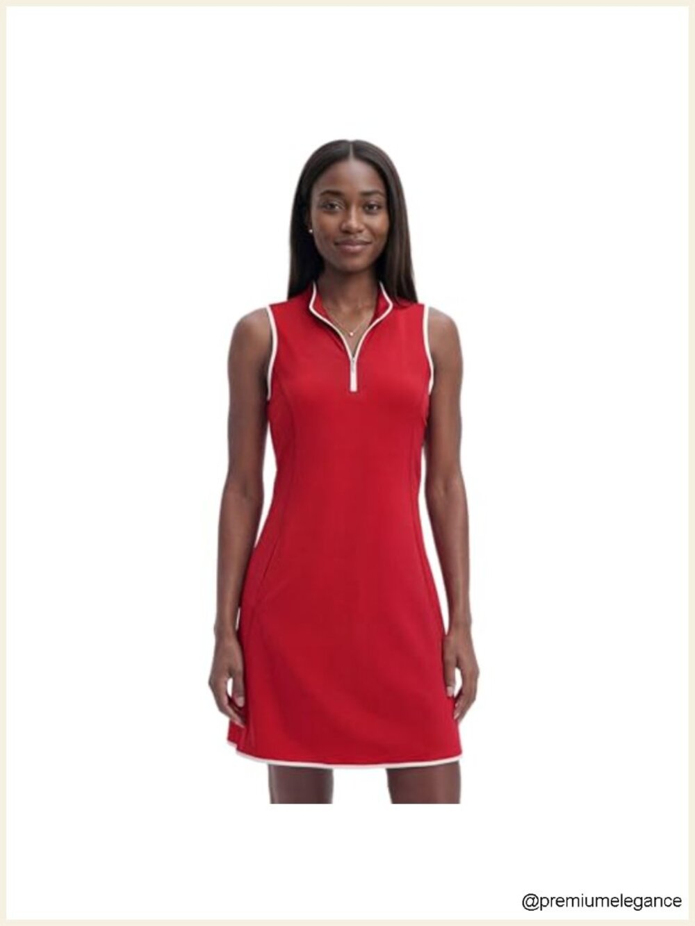 Sleeveless Quarter Zip Athletic Tennis Dress with Pockets